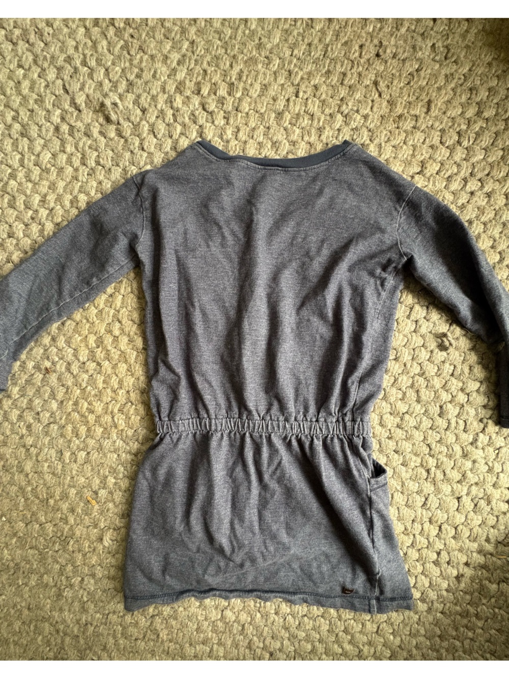 Girls Charcoal Gray Gathered Waist Long Sleeve Top - Picture 2 of 4